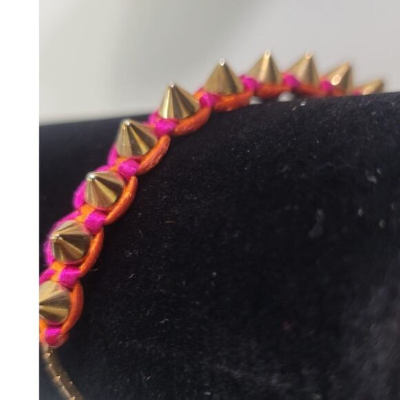 Anthropologie Jewelry - Serefina Anthropologie Studded Bracelet Red/Pink Adjustable Bracelet Punk NWOT